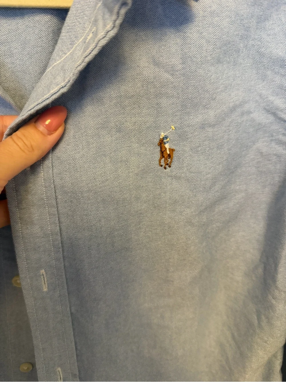 Long Sleeve Oxford Sport Shirt in Blue Polo Ralph Lauren custom fit size medium